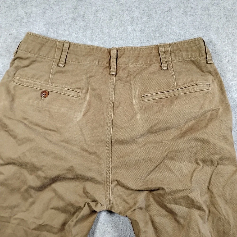 Buck Mason Officer Pant Mens 31 Brown Slub Twill Chino Casual Button Fly Pants